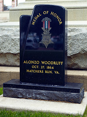 Monument erected to remember Alonzo Woodruff, who won the Medal of Honor at Hatchers Run. Photo ©2014 Look Around You Ventures, LLC.
